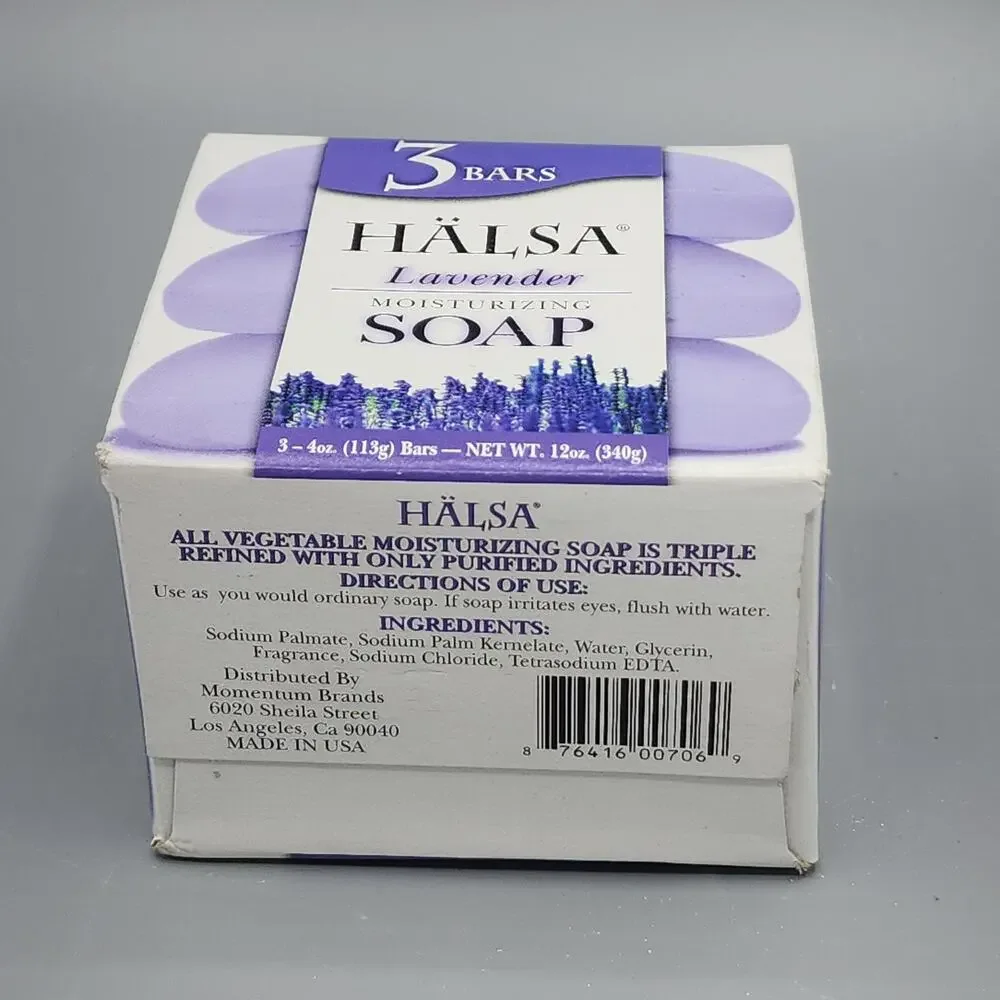 Lot of 3 Bars HALSA Lavender Moisturizing Bath Soap 4oz Each New in Box